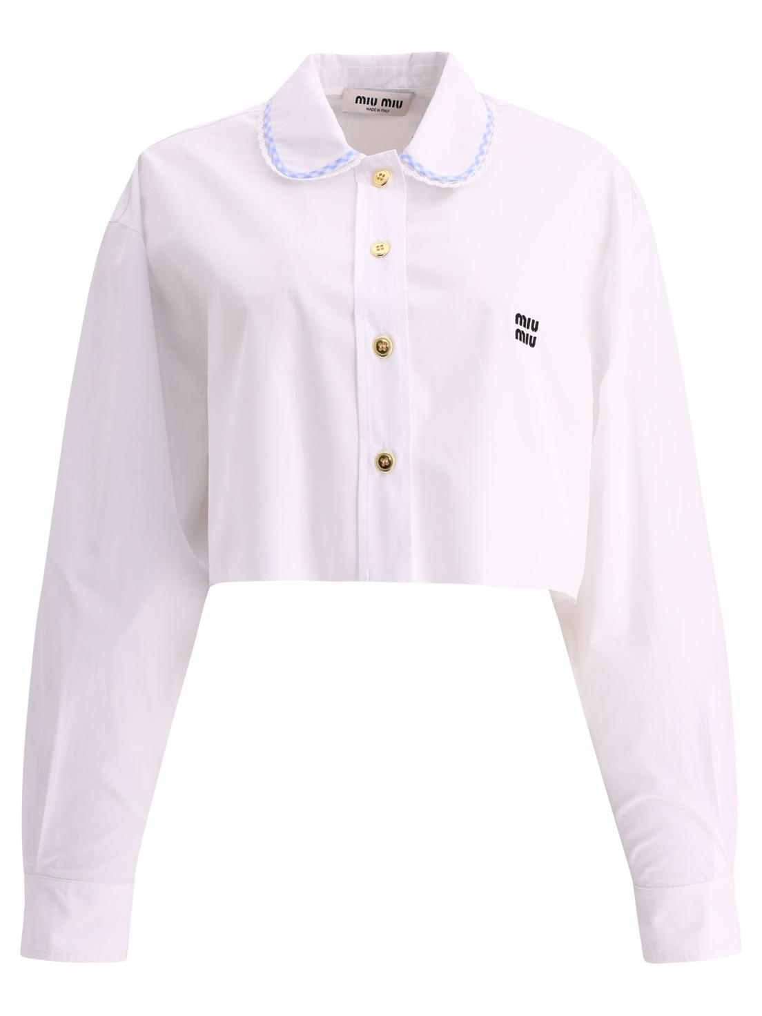 [해외직구 관부가세 포함] 미우미우 화이트 Cropped 셔츠 with embroidery MK167410RGF0009